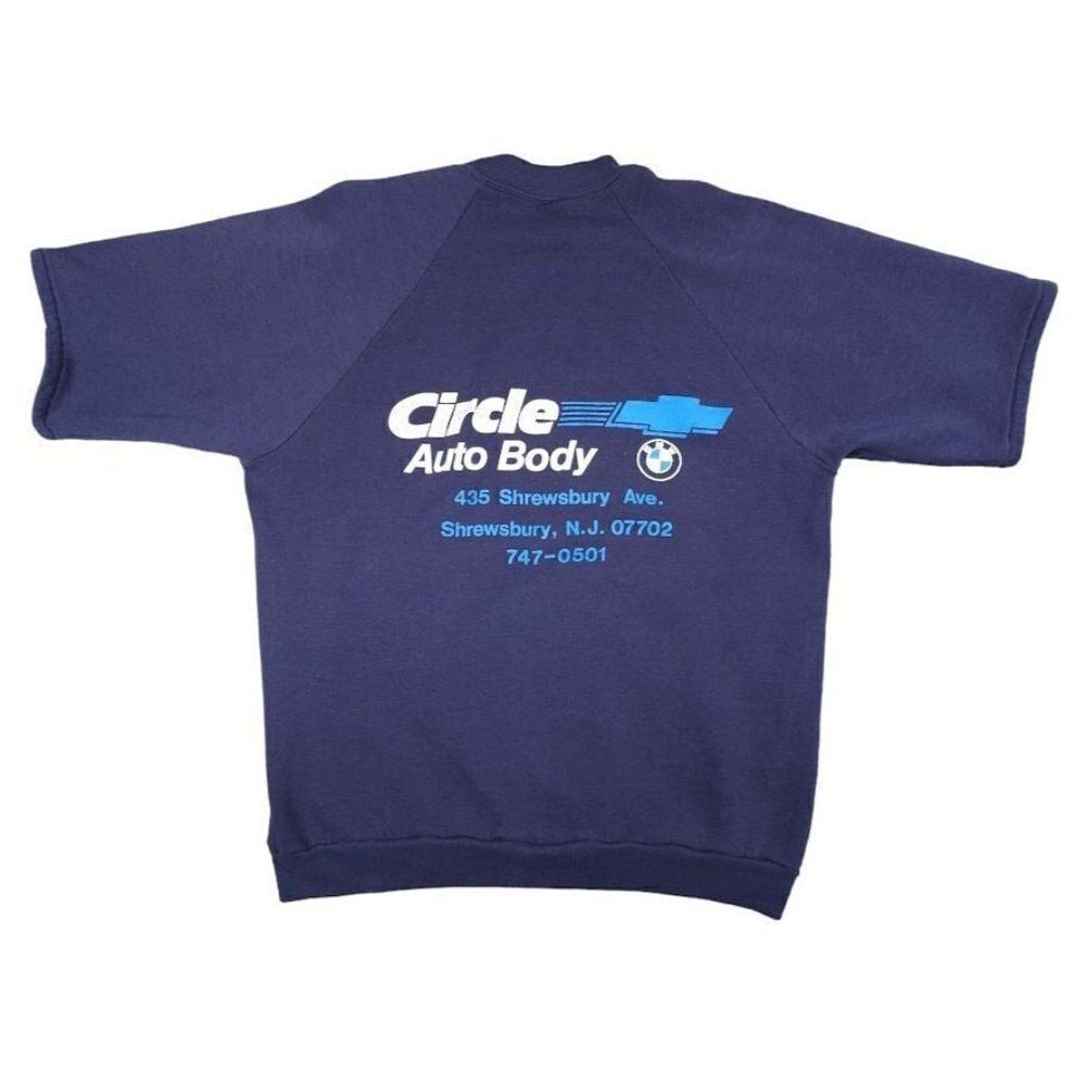 Vintage Auto Body Surfer Sweatshirt Mens Size Medium Blue 80s BMW Circle
